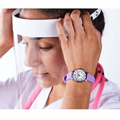 Picture of Speidel Womens Pink Scrub Petite Watch for Medical Professionals - Easy to Read Small Face, Luminous Hands, Silicone Band, Second Hand, Military Time for Nurses, Students in Scrub Matching Colors