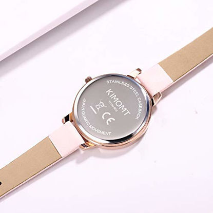 Picture of KIMOMT Women's Analog Casual Watch Wristwatch with Pink Leather Strap