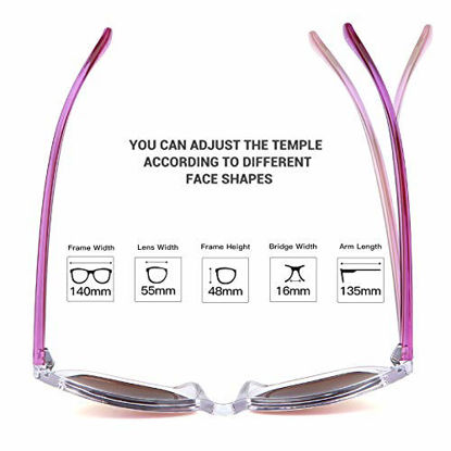 Picture of Fashion Sunglasses for Women,100% UVA/UVB Protection Mirrored Lens,FDA Standard Glasses (Purple, 55)