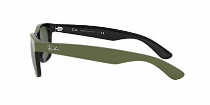 Picture of Ray-Ban Unisex-Adult RB2132 New Wayfarer Sunglasses, Rubber Military Green on Black/Green, 52 mm