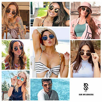 Picture of SOJOS Small Square Polarized Sunglasses for Men and Women Polygon Mirrored Lens SJ1072 with Silver Frame/Silver Mirrored Lens