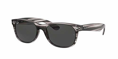 Picture of Ray-Ban unisex adult Rb2132 New Wayfarer Sunglasses, Striped Grey Havana/Dark Grey, 58 mm US