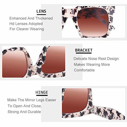 Picture of TAOTAOQI Vintage Women Oversized Sunglasses Designer Luxury Square Sun Glasses UV400 Protection Flat Lens (2 Pack (Black Frame Grey Lens/Camo Sand Frame Gradient Brown Lens))