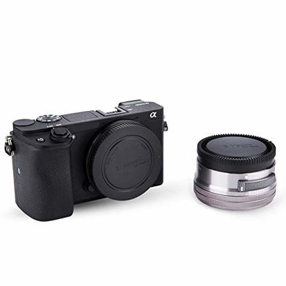 Picture of 2 Pack E Mount Body Cap Cover & Rear Lens Cap for Sony A6000 A5100 A6100 A6300 A6400 A6500 A6600 A7C A7 A7II A7III A7R A7RII A7RIII A7RIV A7S A7SII A7SIII A9 A9II NEX-7 NEX-6 & More Sony Camera Lens