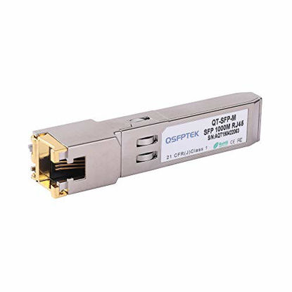 Picture of QSFPTEK Gigabit SFP Copper RJ45 Module 1000BASE-T Transceiver for Cisco GLC-T/SFP-GE-T, Ubiquiti UF-RJ45-1G, Netgear, D-Link, TP-Link, Other Open Switches, up to 100m