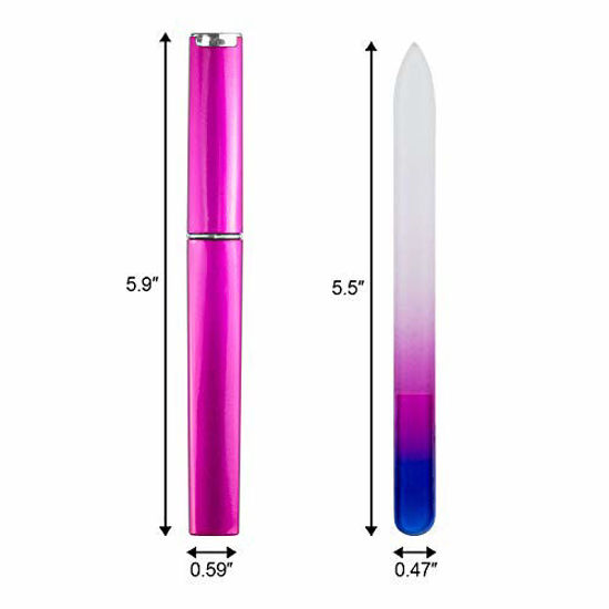 GetUSCart 3 Pack Glass Nail File, EAONE Crystal Nail Files with Case Gradient Mix Color, Double