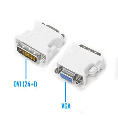 Picture of Kingwin DVI-D 24+1 Male to VGA HD 15 Female Adapter for HDTV, Gaming, Projector, DVD, Laptop, PC, Computers. Convert VGA/SVGA Monitors to DVI, and Supports Hot Plugging of DVI Display Devices