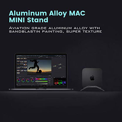 Picture of Alloy Desktop Stand for Mac Mini, Tinpec Aluminum Vertical Stands Holder with Anti-Slip Rubber Feet Compatible with Apple MAC Mini 2010-2020 (Space Gray)