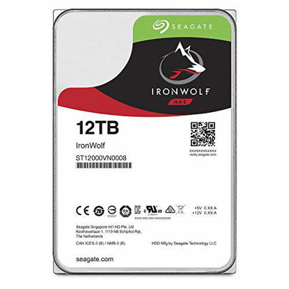 Picture of Seagate IronWolf 12TB NAS Internal Hard Drive HDD - 3.5 Inch SATA 6Gb/s 7200 RPM 256MB Cache for RAID Network Attached Storage - Frustration Free Packaging (ST12000VN0008)