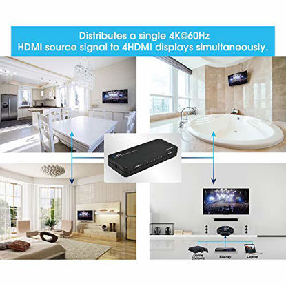 Picture of Orei 4K 1x4 HDMI Splitter Duplicater by OREI - with Down Scaler 4 Ports with Full Ultra HD, HDCP 2.2, Upto 4K at 60Hz, 1080p & 3D Supports EDID Control - UHDPRO-104, Model Number: UHD-PRO104