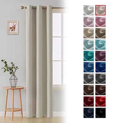 Picture of Deconovo Room Darkening Thermal Insulated Blackout Grommet Window Curtain Panel for Living Room, Light Beige, 42x95 Inch, 1 Panel