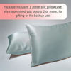 Picture of Ravmix 100% Pure Mulberry Silk Pillowcase Queen Size for Hair and Skin with Hidden Zipper, 21 Momme 600TC Hypoallergenic Soft Breathable Both Sides Silk Pillow Case, 20×30inch, Aqua Green