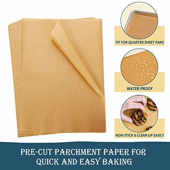 Picture of Hiware 200 Pieces Parchment Paper Baking Sheets 9x13 Inches, Precut Non-Stick Parchment Paper for Baking, Cooking, Grilling, Frying and Steaming - Unbleached, Fit for Quarter Sheet Pans