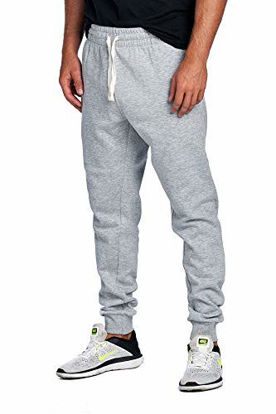 Picture of ProGo Men's Joggers Sweatpants Basic Fleece Marled Jogger Pant Elastic Waist (X-Large, Heather Grey)