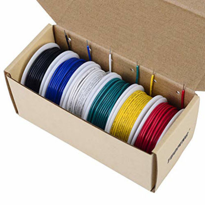 Picture of TUOFENG 24 awg Solid Wire-Solid Wire Kit-6 different colored 30 Feet spools 24 gauge Jumper Wire -Hook up Wire Kit