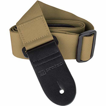 Picture of Protec Guitar Strap featuring Thick Leather Ends and Pick Pocket, Tan