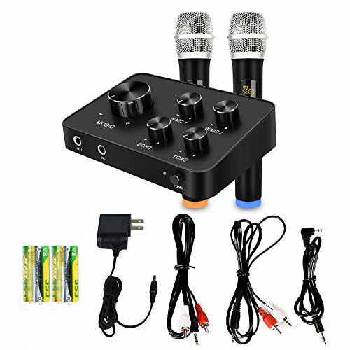 GetUSCart Portable Karaoke Microphone Mixer System Set, with Dual UHF