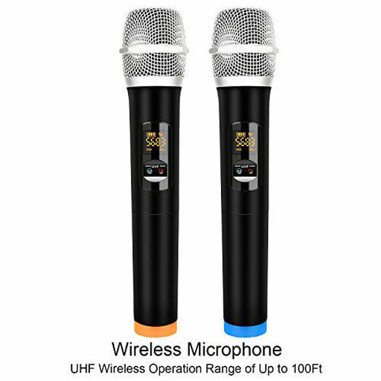 GetUSCart Portable Karaoke Microphone Mixer System Set, with Dual UHF
