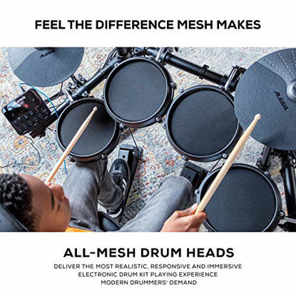 Picture of Alesis Drums Turbo Mesh Kit Bundle - Complete Electric Drum Set With a Seven-Piece Mesh Electronic Drum Kit, Drum Throne, Headphones and Drum Sticks