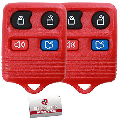 Picture of 2 KeylessOption Red Replacement 4 Button Keyless Entry Remote Control Key Fob