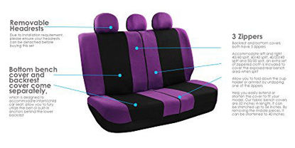 Picture of FH Group FB030PURPLE115 full seat cover (Side Airbag Compatible with Split Bench Purple)