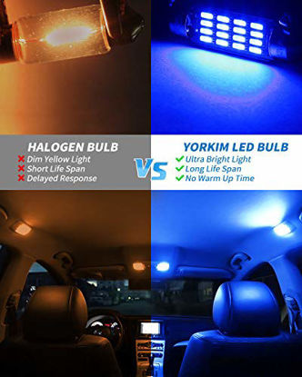 Picture of Yorkim DE3022 LED Bulb 31mm Festoon LED Bulb Blue Super Bright CANBUS 10-SMD 4014 Chipsets, 3175 LED Bulb, DE3175 LED Bulb, 3022 LED for Car Interior Dome map Lights, Pack of 4