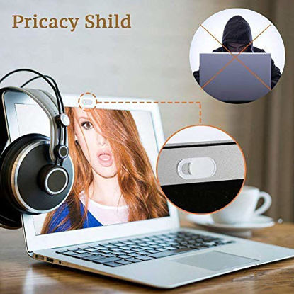 Picture of Webcam Cover Slider, Laptop Camera Cover Nkomax 0.027in Ultra-Thin fits Echo Spot Smartphones Tablets Macbooks Computers Desktops with Strong Adhensive, Protecting Privacy and Securtiy (6 Pack)