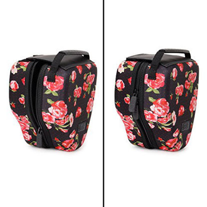 Picture of USA GEAR Hard Shell DSLR Camera Case (Floral) with Molded EVA Protection, Quick Access Opening, Padded Interior and Rubber Coated Handle-Compatible with Nikon, Canon, Pentax, Olympus and More