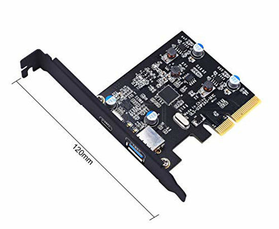 Picture of PCIE Usb C Card 2 Ports USB 3.1 Gen 2(10gbps) Pcie Expansion Card,Internal Usb 3.2 Add In Card with (1) Usb-A & (1) USB-C Pcie Card,Built in Power Supply Pci Express Card for Windows,Mac OS 10.9 above