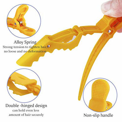 Picture of GLAMFIELDS 12 pcs Alligator Hair Clips for Styling Sectioning, Non-slip Grip Clips for Hair Cutting, Durable Women Professional Plastic Salon Hairclip with Wide Teeth & Double-Hinged Design Yellow