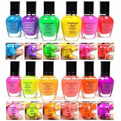 Picture of Kleancolor Nail Polish - Awesome Neon Full Size Lacquer Lot of 12-pc Set Body Care / Beauty Care / Bodycare