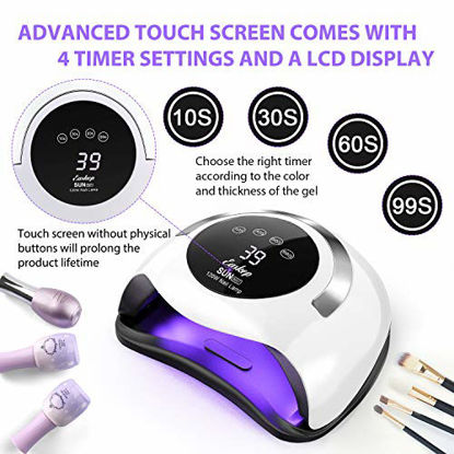 Picture of 120W UV LED Nail Lamp, Easkep Gel Nail Polish Faster Nail Dryer for 4 Timer Setting Professional Gel Lamp Portable Handle Curing Lamp for Fingernail and Toenail Auto Sensor Nail Machine (2020 NEWEST)