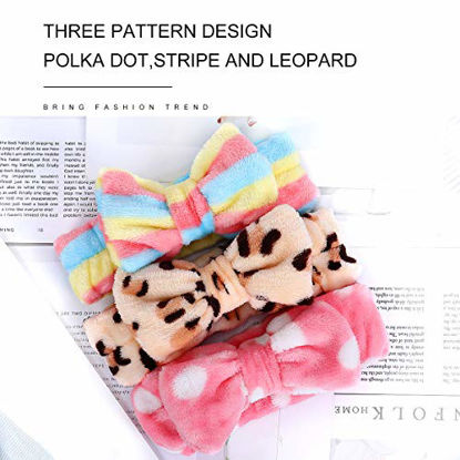 Picture of Spa Headband - 6 Pack Bow Hair Band Women Facial Makeup Head Band Soft Coral Fleece Head Wraps For Shower Washing Face