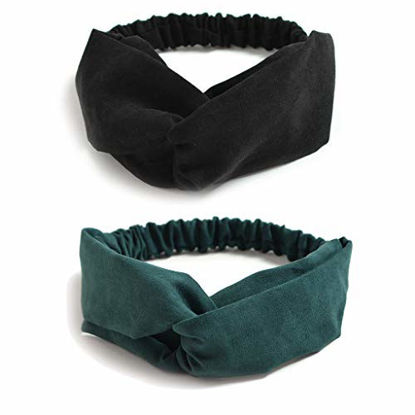 Picture of 10 Pack Women's Headbands Boho Flower Printing Twisted Criss Cross Elastic Hair Band Accessories E