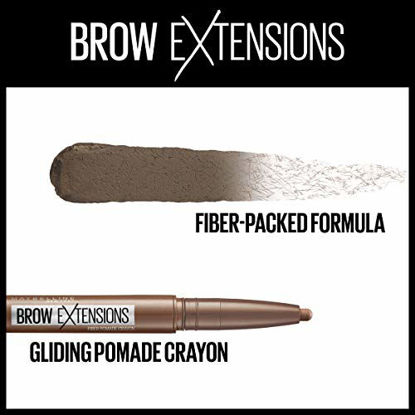 Picture of Maybelline New York Brow Extensions Eyebrow fiber Pomade Crayon, 257 MEDIUM BROWN, 0.014 Ounce