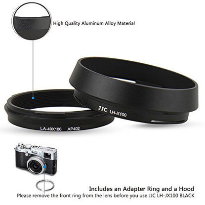 Picture of Lens Hood Set JJC Lens Shade for Fuji Fujifilm X100V X100F X100S X100T X100 X70 Replaces Fujifilm LH-X100 Lens Hood & Adapter Ring Aluminum Alloy -Black