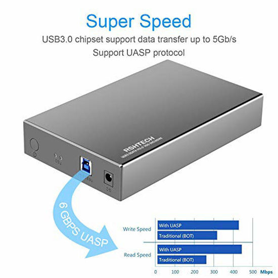 Picture of Hard Drive Enclosure RSHTECH USB 3.0 to SATA Aluminum External Hard Drive Dock Case for 3.5 inch HDD SSD up to 12TB Drives, Support UASP (RSH-339)