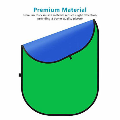 Picture of Neewer 5'x7' Chromakey Blue-Green Collapsible Backdrop with Support Stand Kit: 2-in-1 Reversible Background Pop-Up Green Screen Blue Green Panel for Photo Studio Video Shooting, Live Streaming etc
