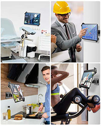 Picture of AboveTEK Tablet Wall Mount - Fits 7 to 11 Inch Tablets Including iPad, Galaxy Tab, Slate, Fire and More -Anti Theft Security Lock and Key - Articulating Swivel Holder for Portrait and Landscape Mode