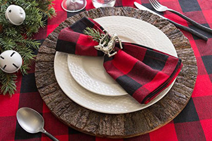 Picture of DII Buffalo Check Collection Classic Tabletop, Tablecloth, 70" Round, Red & Black