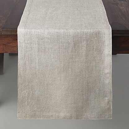 Picture of Solino Home 100% Pure Linen Table Runner - 14 x 36 Inch Athena, Handcrafted from European Flax, Natural Fabric Runner - Natural