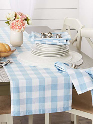 Picture of DII Buffalo Check Collection Classic Tabletop, Table Runner, 14x72, Light Blue & White