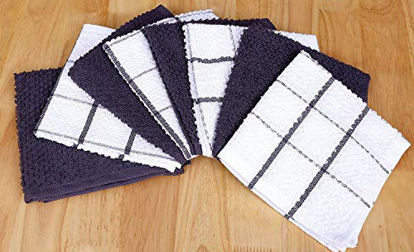 Picture of AMOUR INFINI Cotton Terry Kitchen Dish Cloths | Set of 8 | 12 x 12 Inches | Super Soft and Absorbent |100% Cotton Dish Rags | Perfect for Household and Commercial Uses | Gray