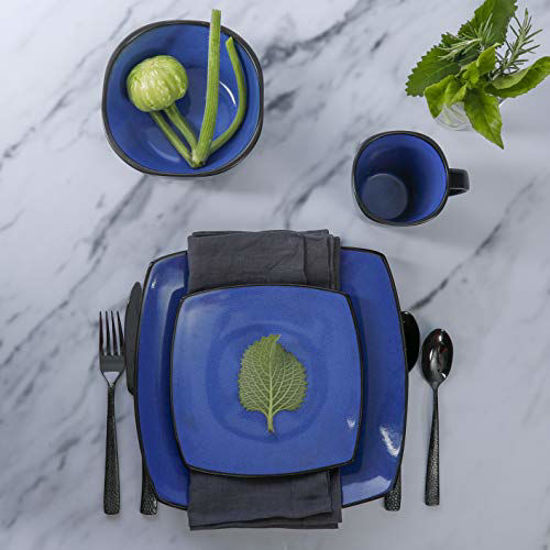 Picture of Gibson Elite Soho Lounge Reactive Glaze Stoneware Dinnerware set, Square, Sapphire