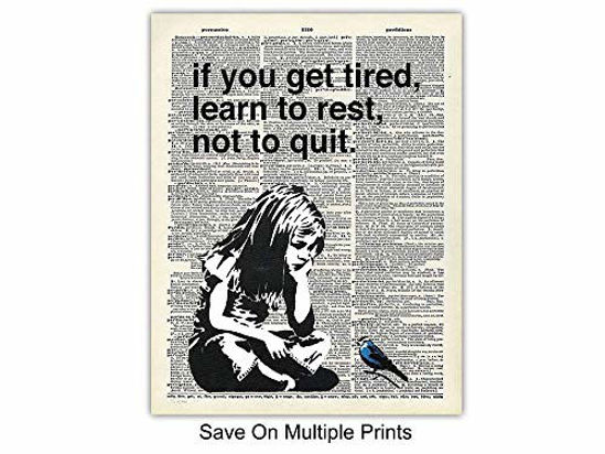 Picture of Banksy Wall Art Set - Inspirational Quotes Room Decor - Motivational Graffiti Street Art for Teens Bedroom, Living Room, Dorm - 8x10 Poster Picture Prints Home Decoration