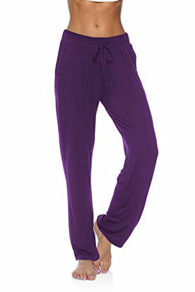 Picture of DIBAOLONG Womens Yoga Pants Wide Leg Comfy Drawstring Loose Straight Lounge Running Workout Legging Purple XL