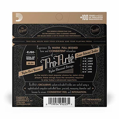 Picture of D'Addario EJ50 Pro-Arte Black Nylon Classical Guitar Strings, Hard Tension