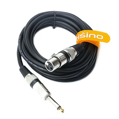 Picture of TISINO Female XLR to 1/4 (6.35mm) TS Mono Jack Unbalanced Microphone Cable Mic Cord for Dynamic Microphone - 16 FT/5 Meters