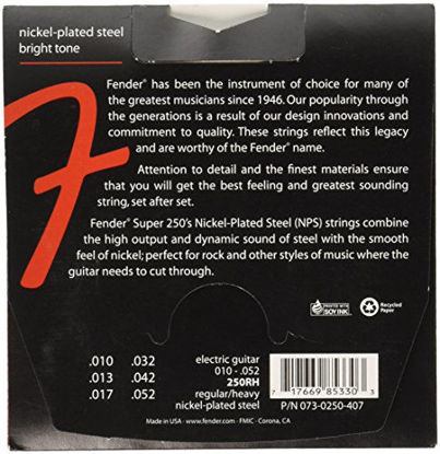 Picture of Fender 250RH Nickel-Plated Steel Guitar Strings -Ball End - 10-52