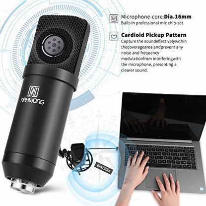 Picture of USB Microphone for PC - NAHWONG Professional 192KHz/24Bit Condenser Recording Mic Kit for Podcast, Recordings for YouTube, Streaming,Gaming, Recording Music, Voice Over, Livestreaming